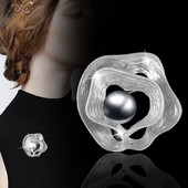 LEEKER Vintage argintiu culoare metal goale broșe ace cu perla mare femei rochie de nunta bijuterii ZD1 LB7