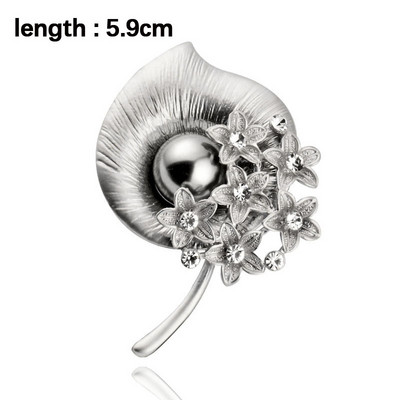 LEEKER Vintage argintiu culoare metal goale broșe ace cu perla mare femei rochie de nunta bijuterii ZD1 LB7