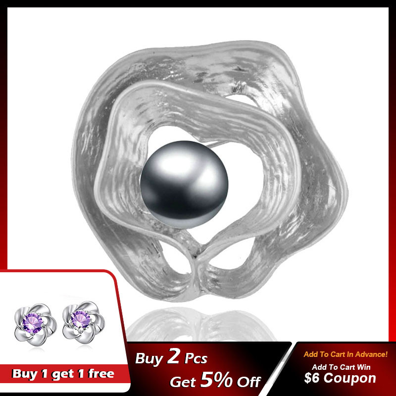 LEEKER Vintage argintiu culoare metal goale broșe ace cu perla mare femei rochie de nunta bijuterii ZD1 LB7