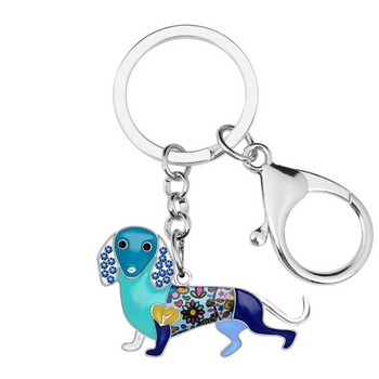 Bonsny κράμα σμάλτου Rhinestone Dachshund Dog Μπρελόκ Μπρελόκ Δαχτυλίδι Ζώο κοσμήματα Δώρο για γυναίκες κορίτσια Τσάντα Γούρια αυτοκινήτου τσάντα