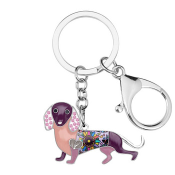 Bonsny κράμα σμάλτου Rhinestone Dachshund Dog Μπρελόκ Μπρελόκ Δαχτυλίδι Ζώο κοσμήματα Δώρο για γυναίκες κορίτσια Τσάντα Γούρια αυτοκινήτου τσάντα