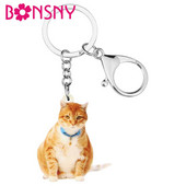 Bonsny Acrilic Portocaliu American Wire Pisica Pisicuta Breloc Breloc Bijuterii Animale Cadou pentru Fete Decorare Poșeta