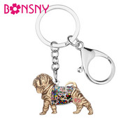 Brelocuri pentru câini SharPei din aliaj de email Bonsny Suport pentru brelocuri Animale de companie Bijuterii pentru femei, fete, cadou, brelocuri, pandantiv