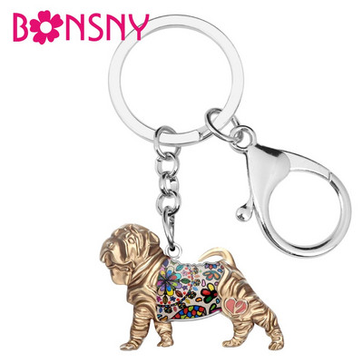 Bonsny σμάλτο κράμα κινέζικα SharPei μπρελόκ για σκύλους Μπρελόκ Θήκη για κατοικίδια ζώα Κοσμήματα για γυναίκες κορίτσια Τσάντα δώρου Γούρια Κρεμαστό