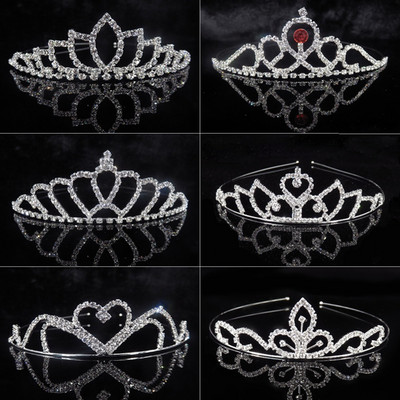 Aranyos hercegnő gyerekek kristály tiara és koszorúslány fejpánt menyasszonyi korona esküvői parti kellékek lányok divatos haj kiegészítők