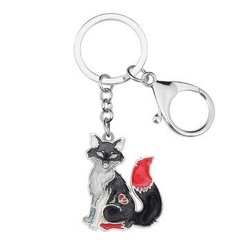 BONSNY κράμα σμάλτου Floral Cute Fox Keychains Δαχτυλίδι καινοτόμο πορτοφόλι Τσάντα μπρελόκ Εφηβικά κοσμήματα για γυναίκες Δώρο κοριτσιών