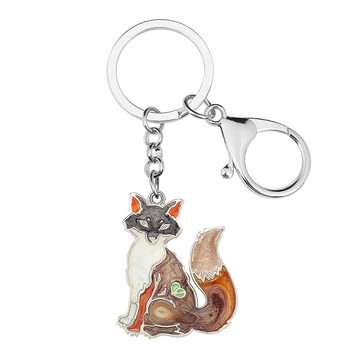 BONSNY κράμα σμάλτου Floral Cute Fox Keychains Δαχτυλίδι καινοτόμο πορτοφόλι Τσάντα μπρελόκ Εφηβικά κοσμήματα για γυναίκες Δώρο κοριτσιών