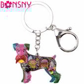 Bonsny Email Schnauzer Dog Terrier Breloc Breloc Bijuterii Pentru Femei Charm Geanta Suport cheie Pandantiv Noutati 2017 Breloc