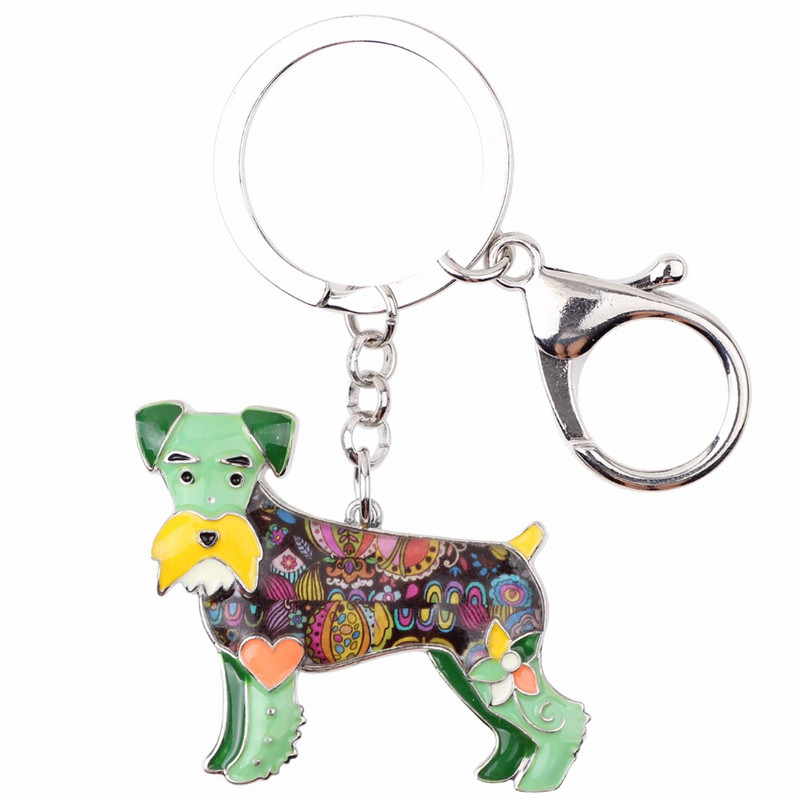 Bonsny Email Schnauzer Dog Terrier Breloc Breloc Bijuterii Pentru Femei Charm Geanta Suport cheie Pandantiv Noutati 2017 Breloc