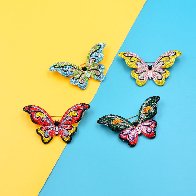 CINDY XIANG Nouă sosire, broșe cu fluture cu strass colorat, pentru femei, la modă de iarnă, accesorii pentru pin, 4 culori