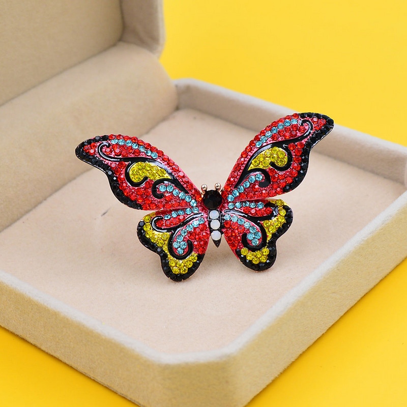 CINDY XIANG Nouă sosire, broșe cu fluture cu strass colorat, pentru femei, la modă de iarnă, accesorii pentru pin, 4 culori