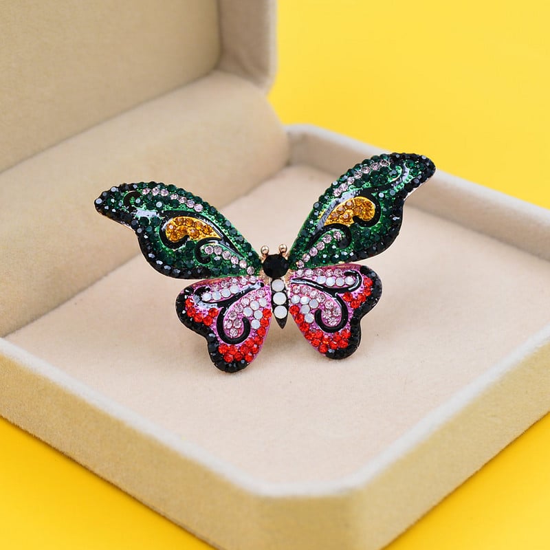 CINDY XIANG Nouă sosire, broșe cu fluture cu strass colorat, pentru femei, la modă de iarnă, accesorii pentru pin, 4 culori