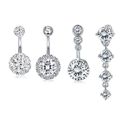 Set de piercing pentru buric, floare de lotus, din oțel chirurgical, inel pentru burtică, cristal, în vrac, set de piercing pentru buric, lot de inel pentru buric