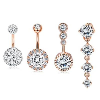 Set de piercing pentru buric, floare de lotus, din oțel chirurgical, inel pentru burtică, cristal, în vrac, set de piercing pentru buric, lot de inel pentru buric