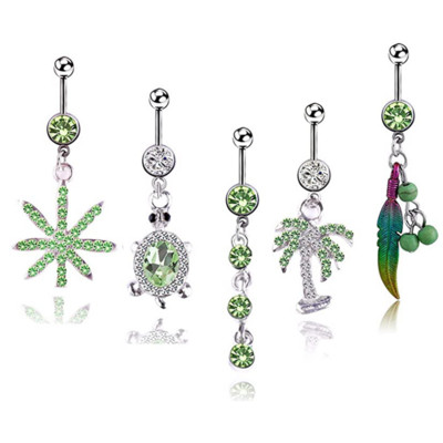 Set de piercing pentru buric, floare de lotus, din oțel chirurgical, inel pentru burtică, cristal, în vrac, set de piercing pentru buric, lot de inel pentru buric