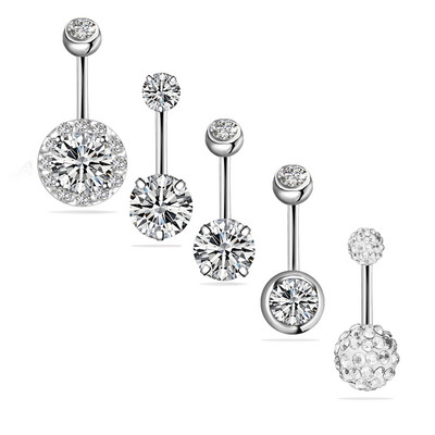 Set de piercing pentru buric, floare de lotus, din oțel chirurgical, inel pentru burtică, cristal, în vrac, set de piercing pentru buric, lot de inel pentru buric