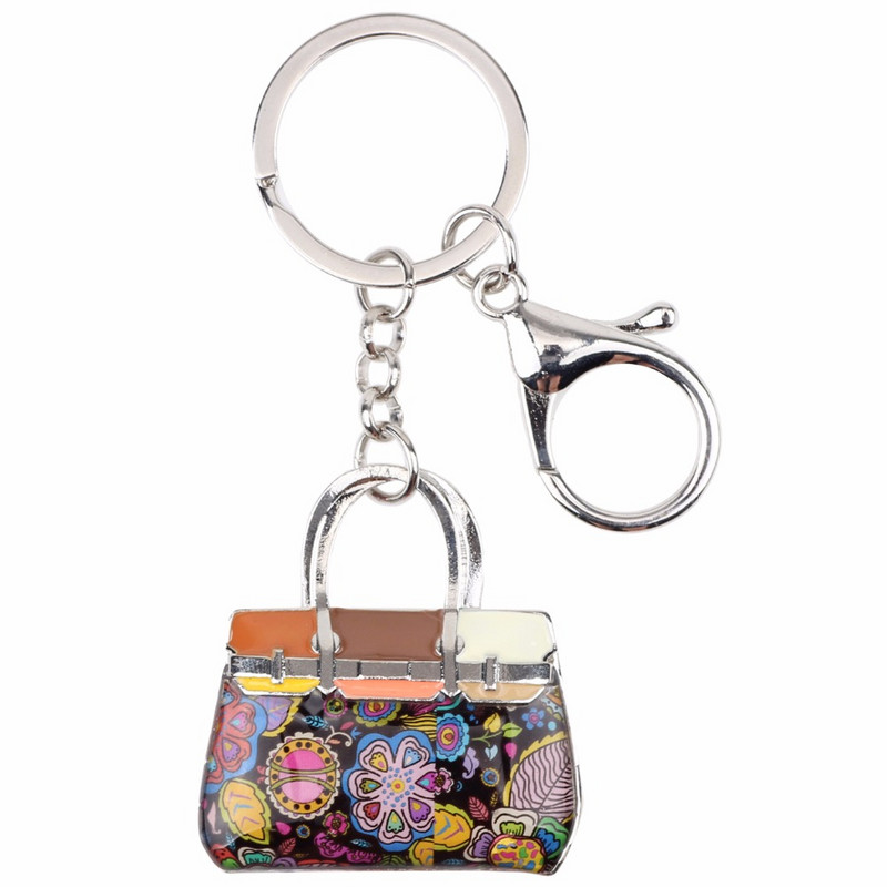 Bonsny Email plin de viață Breloc pentru geantă pentru femei Breloc cu pandantiv pentru geantă Breloc 2017 Nou farmec Bijuterii Cadouri Fată Accesorii cheie