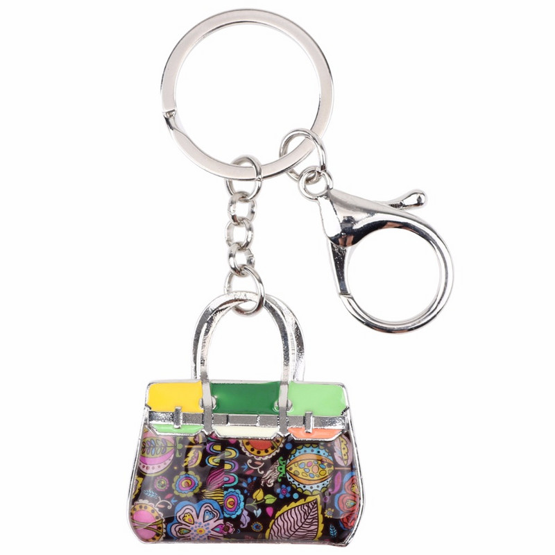 Bonsny Email plin de viață Breloc pentru geantă pentru femei Breloc cu pandantiv pentru geantă Breloc 2017 Nou farmec Bijuterii Cadouri Fată Accesorii cheie