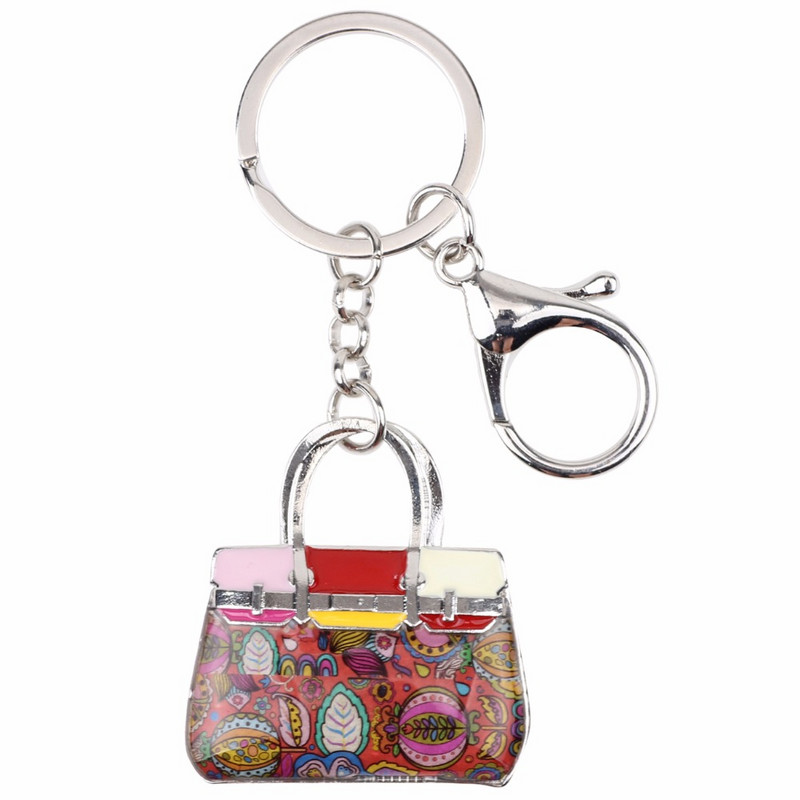 Bonsny Email plin de viață Breloc pentru geantă pentru femei Breloc cu pandantiv pentru geantă Breloc 2017 Nou farmec Bijuterii Cadouri Fată Accesorii cheie