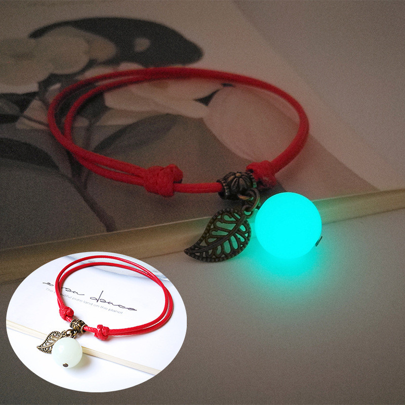 Huitan brățară de frânghie reglabilă gleznă cu pandantiv de mărgele luminoase Accesorii simple și elegante pentru iubitori Cadou femei/bărbați bijuterii pentru picioare