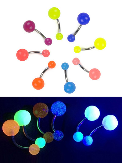 7db/szett 2021 új Night Glow női divatos hasgomb gyűrűk köldök súlyzó piercing ombligo party testékszerek lányoknak ajándékok
