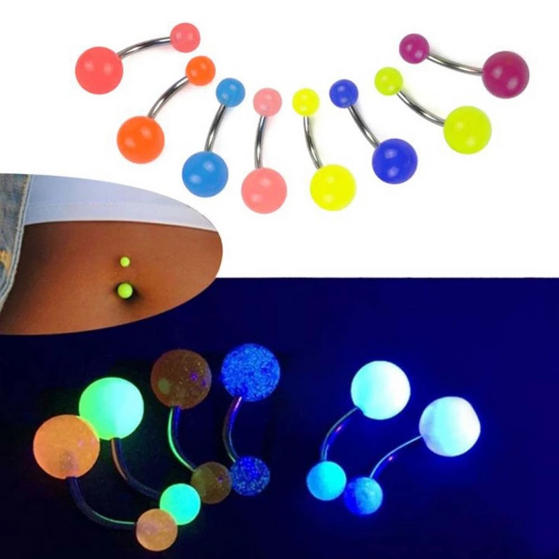 7db/szett 2021 új Night Glow női divatos hasgomb gyűrűk köldök súlyzó piercing ombligo party testékszerek lányoknak ajándékok