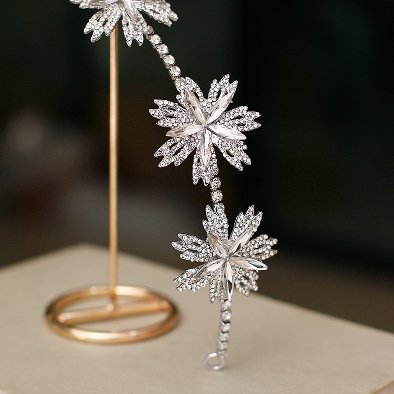 Rochie de mireasa cu cristal argintiu Coroana de nunta cu strasuri de lux pentru femei 2022 Noua banda de par de mireasa simpla