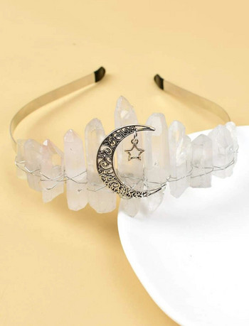 Witch Crown Headband Bride Natural Πολύχρωμο Στολίδι από Κρυστάλλινη Πέτρα Moon Headband Χειροποίητο δώρο μόδας αξεσουάρ μαλλιών