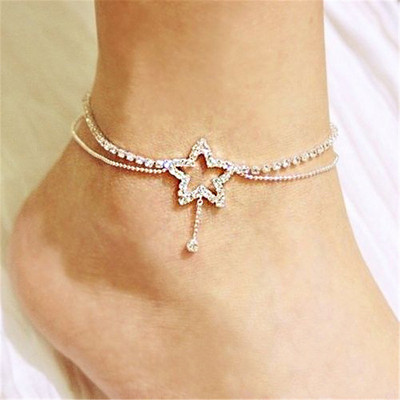 Huitan Fancy Girls lábkiegészítők Star Heart bokalánc karkötő női divat Fresh mezítlábas szandál láb ékszer Drop Ship