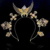 Zeiță Halo Tiara Coroana de Aur Bentiță de mireasă Accesorii și aripi de perle Tiara Studio foto Tiara Îmbrăcăminte Bandă pentru cap