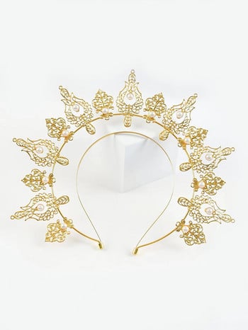 Goddess Halo Tiara Golden Crown Νυφική κορδέλα με μαργαριτάρια και φτερά Tiara Photo Studio Φωτογραφία Tiara Clothing Headband