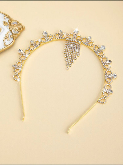 Zeiță Halo Tiara Coroana de Aur Bentiță de mireasă Accesorii și aripi de perle Tiara Studio foto Tiara Îmbrăcăminte Bandă pentru cap