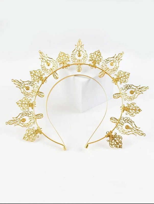 Zeiță Halo Tiara Coroana de Aur Bentiță de mireasă Accesorii și aripi de perle Tiara Studio foto Tiara Îmbrăcăminte Bandă pentru cap