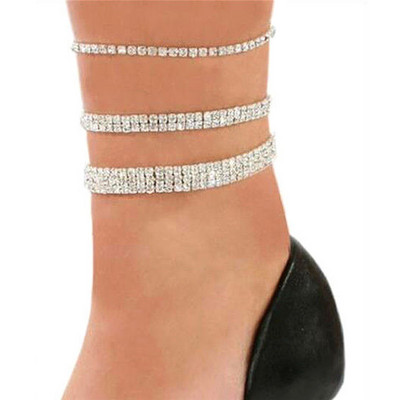 Huitan, culoare argintie, cu stras, brățară elastică, gleznă pentru femei, simplu, elegant, accesorii pentru picioare pentru femei, cadou de petrecere, bijuterii bling