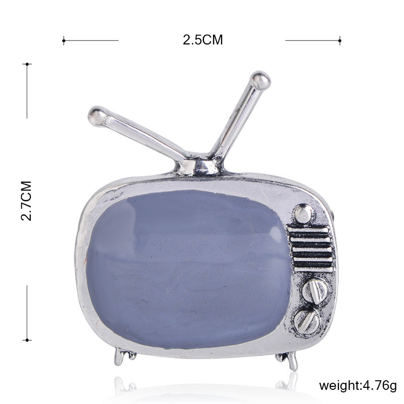 Blucome Classic Vintage TV Televizor în formă de broșă Broșe emailate de culoare aurie Cadou părinți eșarfă guler pulover ace accesorii