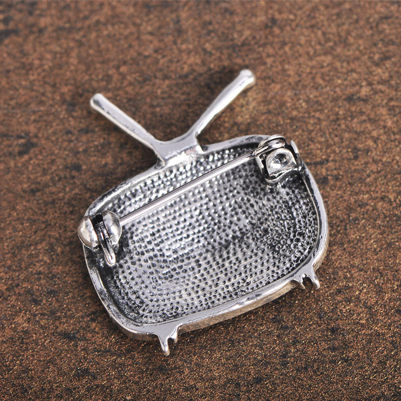 Blucome Classic Vintage TV Televizor în formă de broșă Broșe emailate de culoare aurie Cadou părinți eșarfă guler pulover ace accesorii