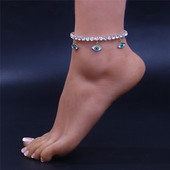 Huitan drăguț inimă evil eyes gleznă stras pentru femei cristal CZ picior lanț de lux bratara glezna accesorii petrecere noi bijuterii
