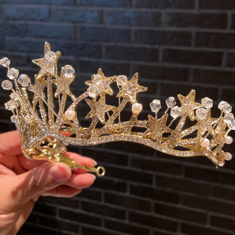 Baroc Toate Strasuri Coroana Miresea Cofa Stea Fete Aniversare Nunta Bal Balul Concurs de frumusete Coefca