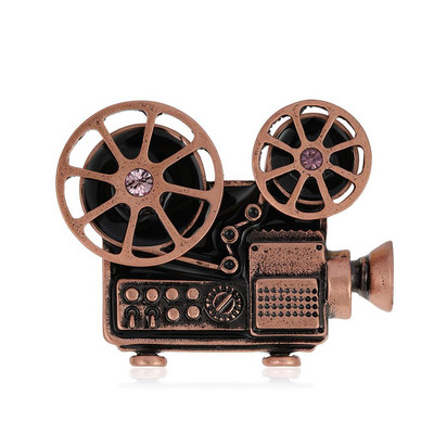 Blucome vintage filmvetítő lejátszó formájú bross kitűző emléktárgy ajándék fém harajuku fibulák nőknek férfi díszek tűk