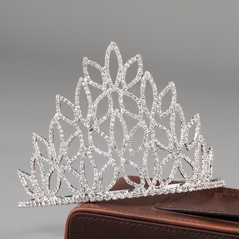 Coroana de lux pentru mireasa Frumusețe pentru femei Crăciun pentru păr cu strasuri strălucitoare, cu strasuri, pentru nuntă, accesoriu din argint