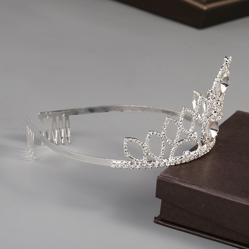 Coroana de lux pentru mireasa Frumusețe pentru femei Crăciun pentru păr cu strasuri strălucitoare, cu strasuri, pentru nuntă, accesoriu din argint