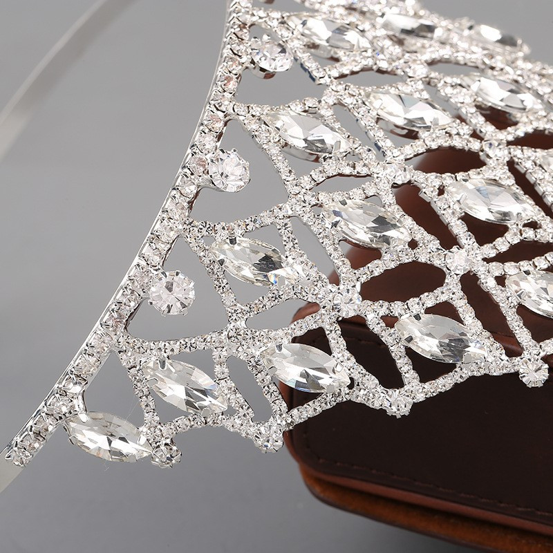 Coroana de lux pentru mireasa Frumusețe pentru femei Crăciun pentru păr cu strasuri strălucitoare, cu strasuri, pentru nuntă, accesoriu din argint