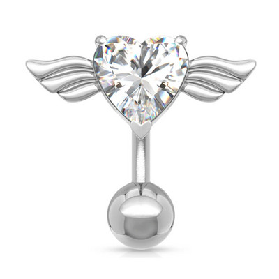 1/2 bucată inimă inel pentru buric inel cu aripă de înger Piercing pentru buric Sexy Piercing pentru buric Bară pentru inimă Bară pentru buric Piercing pentru buric Ombligo