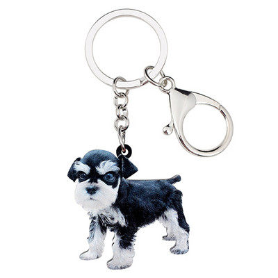 Bonsny Acrilic Dulce Mini Schnauzer Câine Breloc Brelocuri Suport Bijuterii Pentru Femei Fete Iubitorii de Animale de companie Geanta Poșeta de mașină Brelocuri Cadou