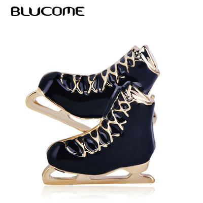 Модни черни ролкови кънки Blucome, брошка, игла, шейна, обувки, форма, брошки, емайлирани златни бижута за момчета, момичета, аксесоари