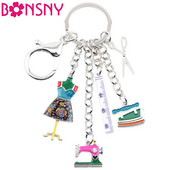 Mașină de cusut din aliaj de email Bonsny, unelte, foarfece, riglă, brelocuri, pandantiv, geantă de epocă, geantă mașină, farmece, cadou, navă de picătură