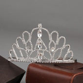 Coroana goală argintie și accesorii pentru păr de nuntă, potrivite pentru petrecerea de aniversare a prințesei, accesoriile cu diamant de cristal pentru mirese