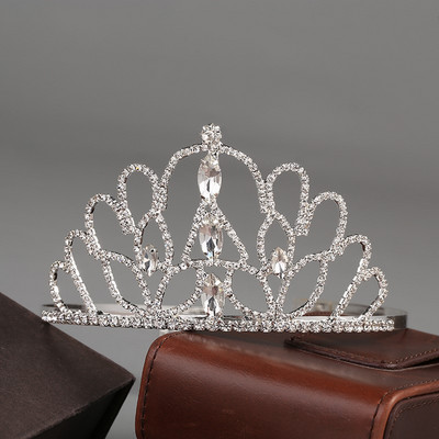 Coroana goală argintie și accesorii pentru păr de nuntă, potrivite pentru petrecerea de aniversare a prințesei, accesoriile cu diamant de cristal pentru mirese