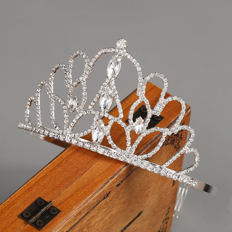 Coroana goală argintie și accesorii pentru păr de nuntă, potrivite pentru petrecerea de aniversare a prințesei, accesoriile cu diamant de cristal pentru mirese