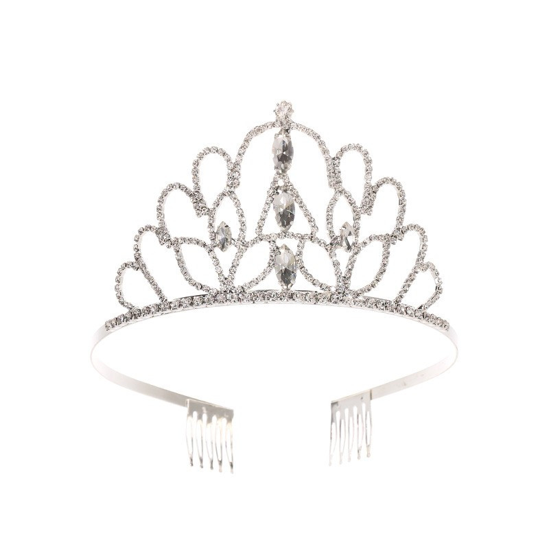 Coroana goală argintie și accesorii pentru păr de nuntă, potrivite pentru petrecerea de aniversare a prințesei, accesoriile cu diamant de cristal pentru mirese
